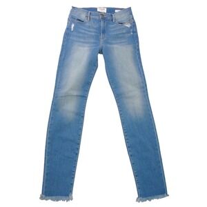 Frame Denim Le High Skinny Light Wash Frayed Hem Jeans Size 28